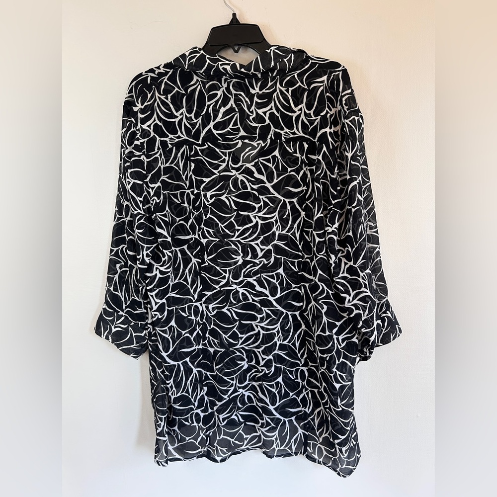 Y2K CHICO’S Sheer Silk Button Down Tunic Top Art Wear Minimalist Boho Size XL - Picture 12 of 15